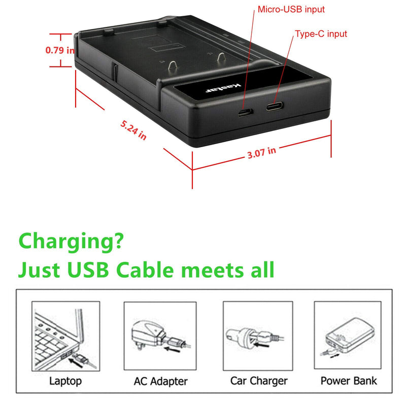 Kastar Smart USB Battery Charger Compatible with JVC BN-V11U BN-V12U BN-V14U BN-V18U BN-V20U BN-V22U BN-V24U BN-V25U Battery, JVC GR-SXM960U GR-SZ1 GR-SZ3 GR-SZ7 GR-SZ9 GR-SZ9U XM-D1BK 1 Charger
