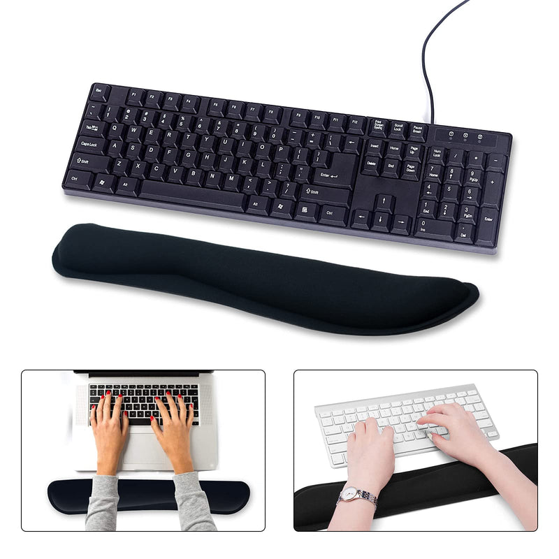 Xmaxbel Keyboard Wrist Rest, Memory Foam Wrist Pad for Keyboard, Keyboard Wrist Support Cushion with Nonslip Rubber Base and Ergonomic Design (Black), 16.93 x 3.35 x 0.78 inches
