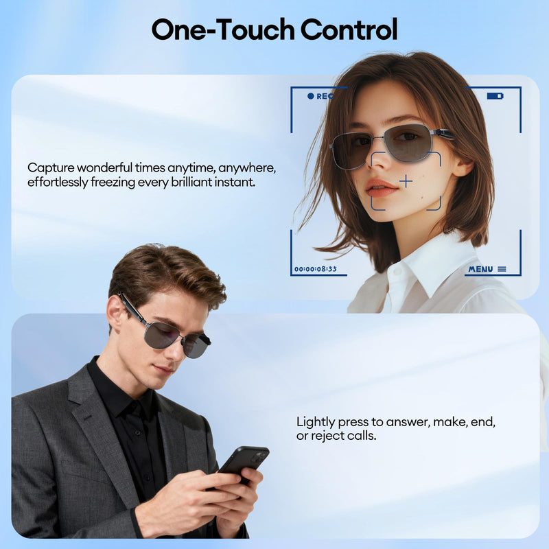 PAXA Metal Frame Smart Audio Sunglasses with Translation App, UV400 | Metal Frame Comfort, Adjustable Nose Pads, Anti-Slip Fit, UV400 Lenses, Open-Ear Audio & Translation App Support Metal Frame - Black
