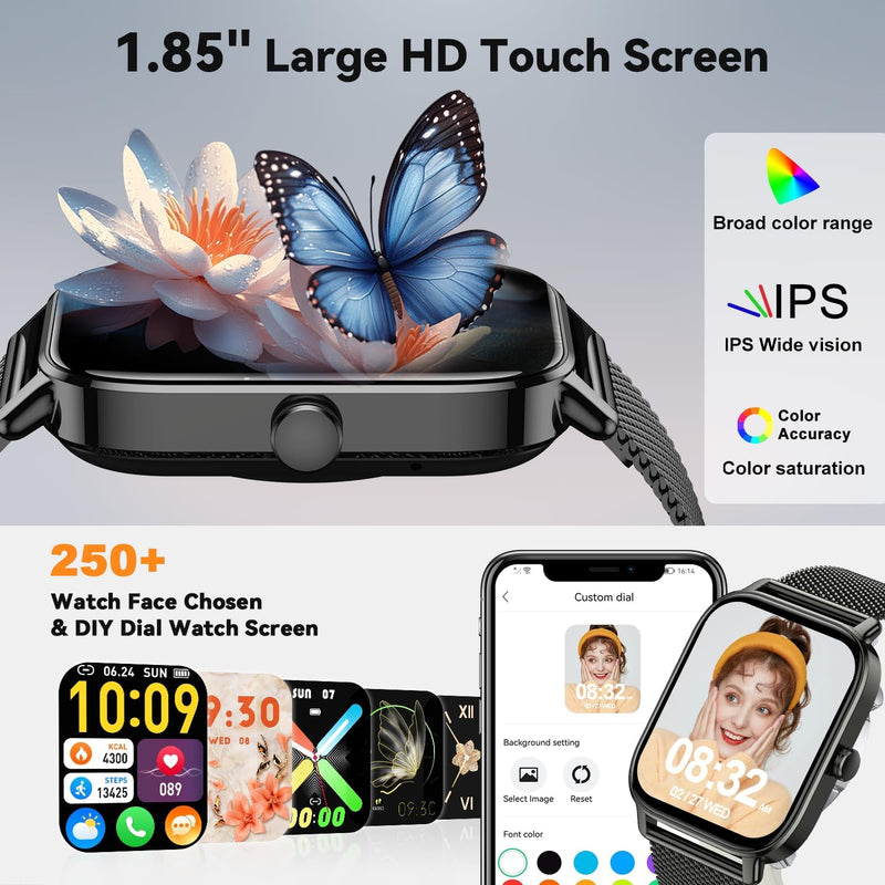 Smart Watch for Men Women Fitness Tracker: Waterproof Bluetooth Call Answer Make Smart Watches for Android iPhone Digital Mens Watches Activity Smartwatch Pedometer Heart Rate Monitor 120 Sports Model Black