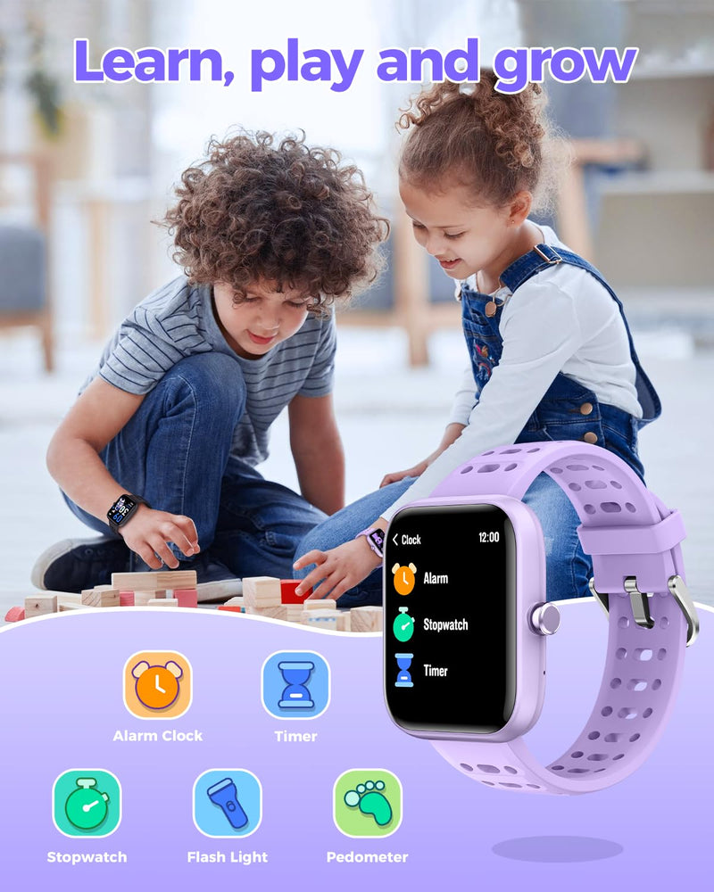ENOMIR [2026 New Smart Watch for Kids - No APP No Phone Needed, 1.83" Fitness Tracker Watch for Kids with Sleep Monitor, Heart Rate, Step Counter, IP68 Waterproof (Purple, 1.83Inches)
