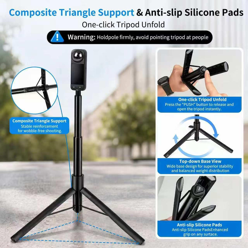 JasonMighty Protection Accessory Kit with Selfie Stick for Insta360 X4 Air | Includes 1.2M Invisible Selfie Stick with Tripod,Camera Case,Silicone Cover, Lens Guards, HD Tempered Glass Screen Protector