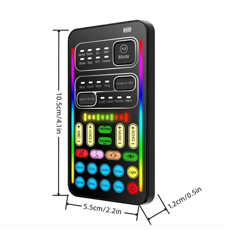 Real-Time Voice Changer with Sound Card – 8 Voice Effects, Full Accessories Included (Mini Mic, Monitor Earphone, 2 Adapters), Plug & Play, Compatible with PC, PS5, Xbox, Switch, Android & iOS