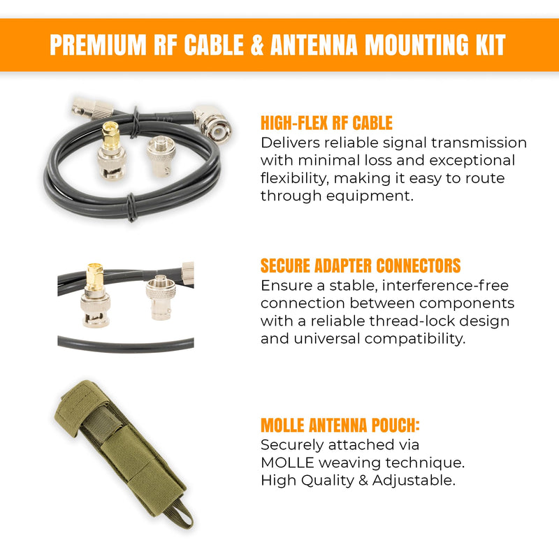 [AUSTRALIA] - Tactical Antenna Relocation Kit – Enhanced Signal & Mobility – Chest Rig & Backpack Compatible – Durable, Lightweight & Weather-Resistant – Ideal for Military, Outdoor Use (Green, 32" Cable) Green 32 Inches 