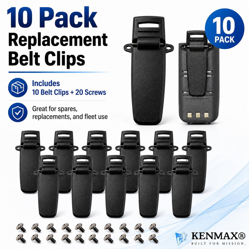 KENMAX® Back Belt Clip for Walkie Talkie TYT DP-290 MD-280 MD-380 DM-UVF10 Pack of 10