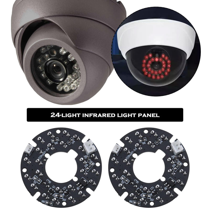 2x 24 850nm IR LEDs Infrared Light Board IR Range Up to 20-30m for Camera Surveillance System And Night Lighting of Various Cameras, Black