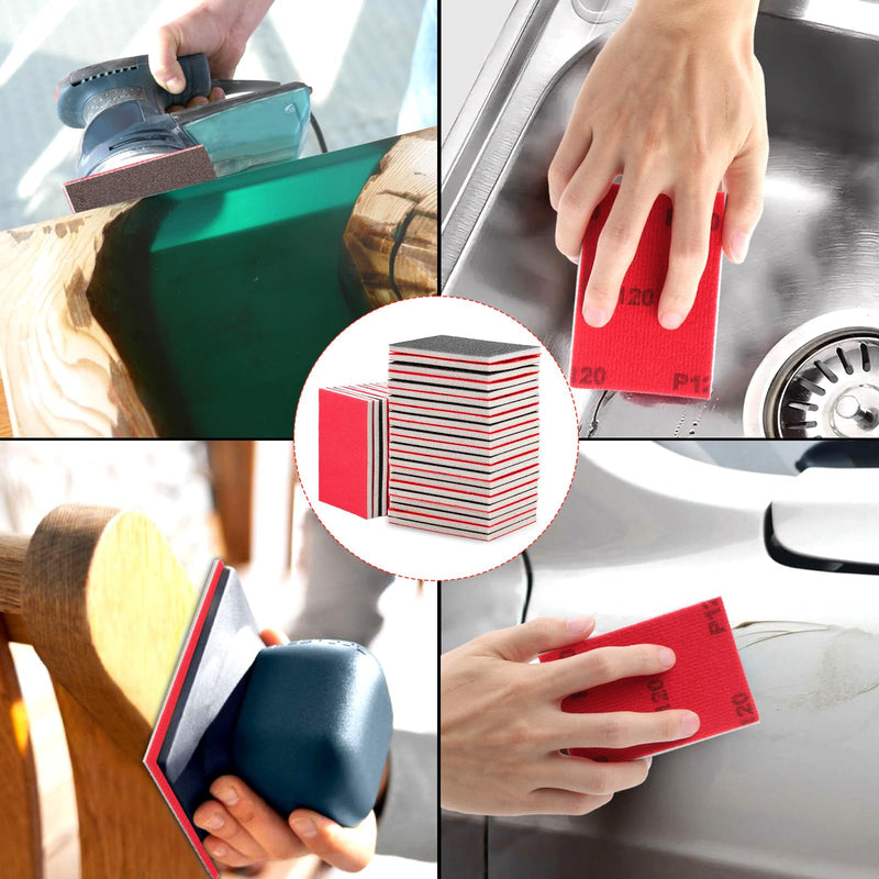 TXXATX 27 Pieces Sanding Sponge 180-3000 Grits Sponge Sanding Pads Wet and Dry Blocks Sandpapers Flexible Pads Washable and Reusable for Drywall Wood Furniture Metal Polishing Painting Auto Repair Mix Grits