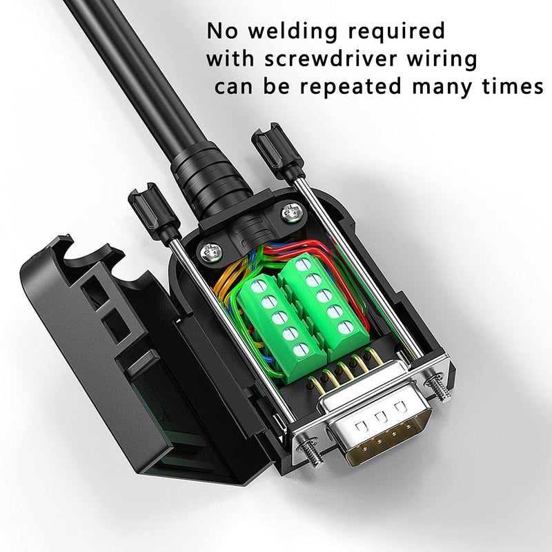 Connector DB9 Serial Adapters D-SUB 9-pin RS232 RS485 Adapter to Terminal Connector Signal Module with Bolts Nuts and Screwdriver (1PCS Male+1PCS Female) Male+Female (bolts and nuts)