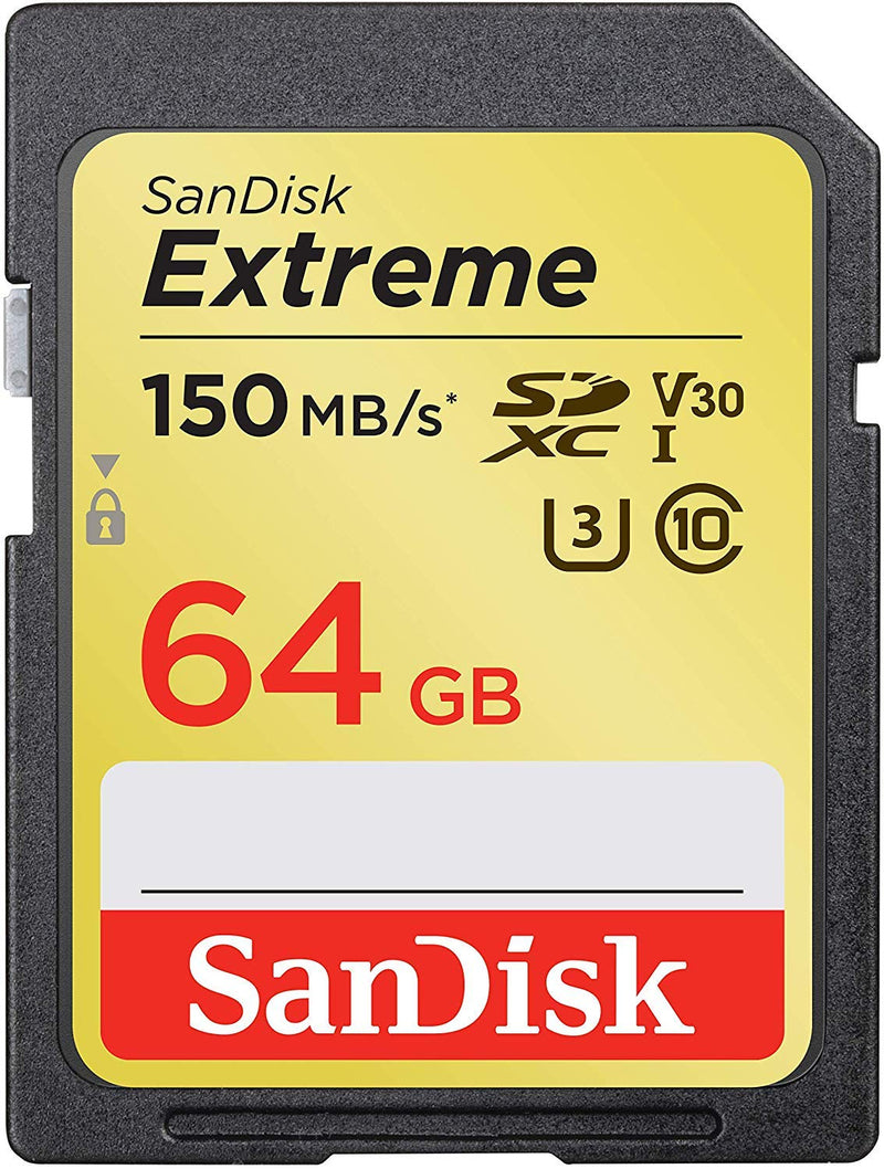 SanDisk 64GB SDXC SD Extreme Memory Card Works with Canon EOS 77D, 80D, 70D, 6D, 60D Digital DSLR Camera 4K V30 U3 (SDSDXVE-064G-GNCIN) Bundle with (1) Everything But Stromboli Combo Card Reader
