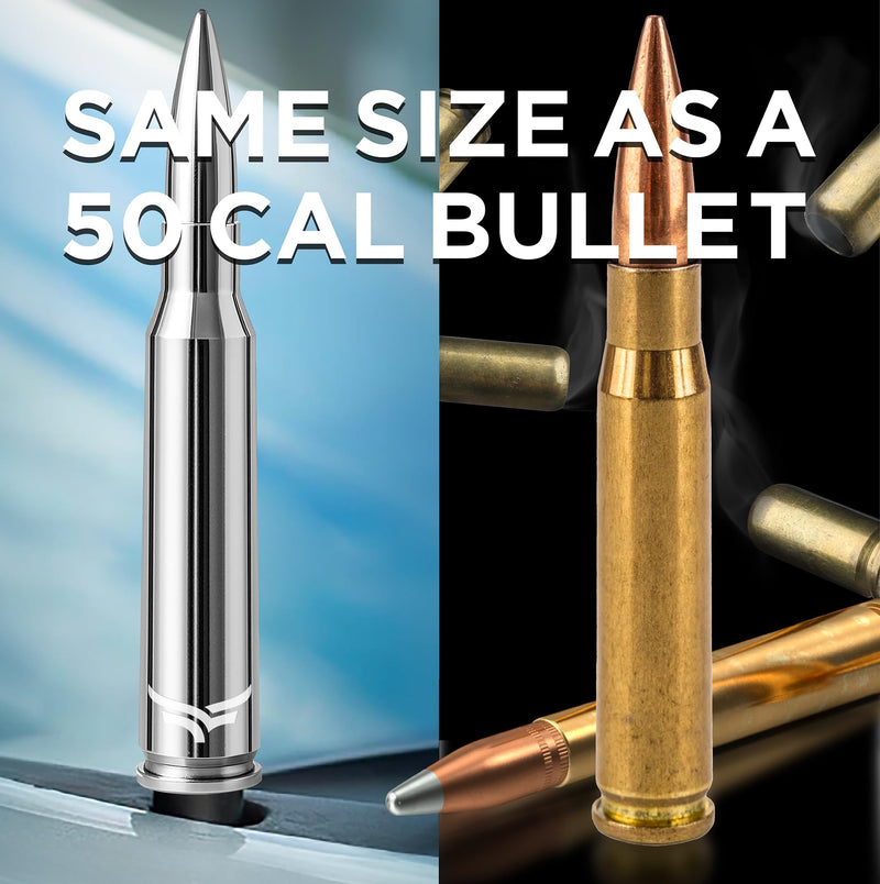 [AUSTRALIA] - 50 Cal Badass Bullet Antenna® Fits Chevy Silverado & GMC Sierra Truck Accessories — Short Replacement Antenna for Trucks — Chevy Silverado 1500 Accessories — Ditch The Whip & Upgrade Your Truck Silver/Chrome 