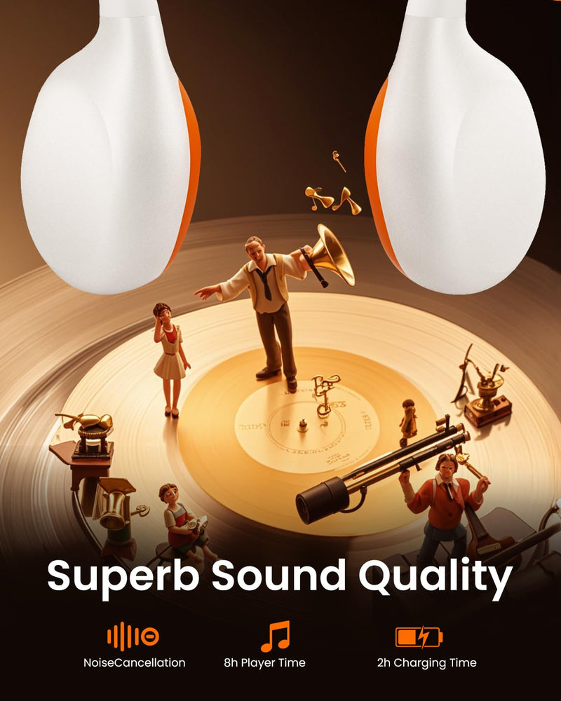 HIFI WALKER Bone Conduction Headphones, Waterproof Swimming Headphones, Open Ear Headphones Wireless Bluetooth 5.3, Built-in MP3 32G Memory, Underwater Headset for Swimming, Sports, Running, Cycling Apricot