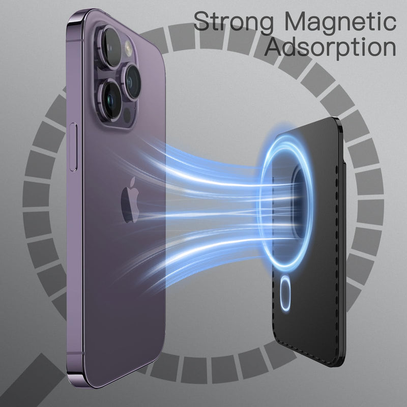 JETech Magnetic Wallet Compatible with MagSafe for iPhone 15/14/13/12 Series, PU Phone Card Holder, Store 1-2 Cards (Black) Black