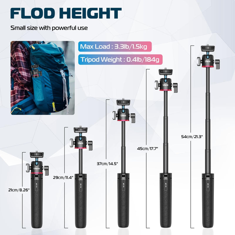 ULANZI MT-73 Extension Pole Tripod, Mini Selfie Stick Tripod Stand Handle Grip for Webcam Canon G7X Mark III Sony ZV-1 RX100 VII A6400 A6600 Cameras Vlogging MT-73 Tripod