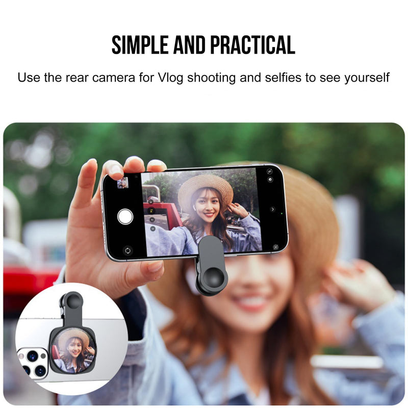 WOWNOVA Clip Selfie Mirror for Phone Back Camera Live Streaming, Vlogging and Selfies, 2.36" Selfie Mirror Compatible with iPhone Back Camera, HD Reflective Selfie Mirror Clip for Phone Rear Camera