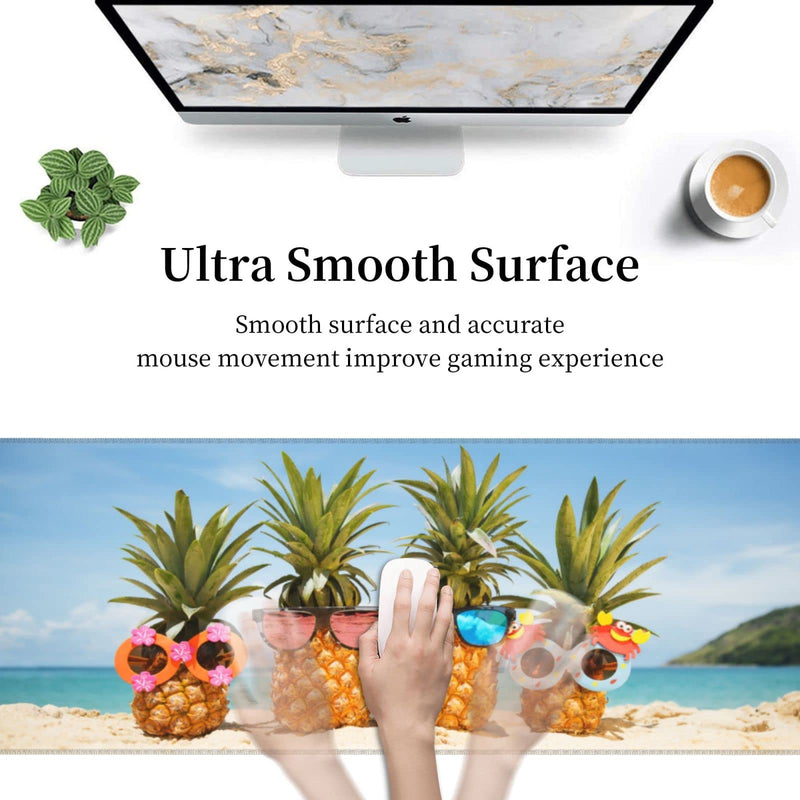 Pineapple Mouse Pad Stitched Edge XL Large Mousepad 31.5" X 12" Rubber Base Non Slip Desk Mat for Laptop Pc Computer Gaming Pineapple