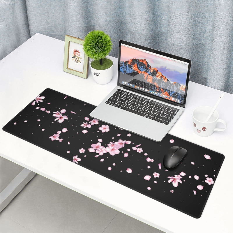 Japanese Cherry Blossom Flower Gaming Mouse Pad Large XL Desk Mat Long Extended Pads Big Mousepad for Home Office Decor Accessories 31.5 X 11.8 Inch Funky Japanese Sakura Blossom