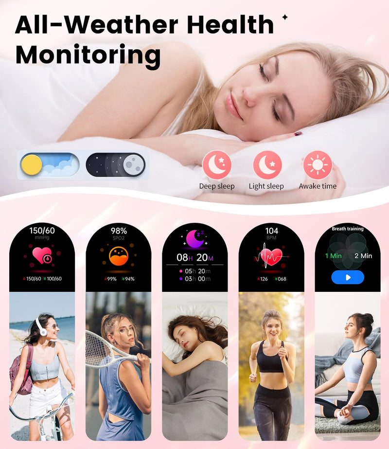 LIGE Smart Watches for Women (Answer/Make Call) with Diamonds,1.19” AMOLED Smartwatch with Heart Rate/Sleep Monitor,IP68 Waterproof Fitness Tracker 120 Sport Modes Pedometer for Android iOS,Sliver Silver