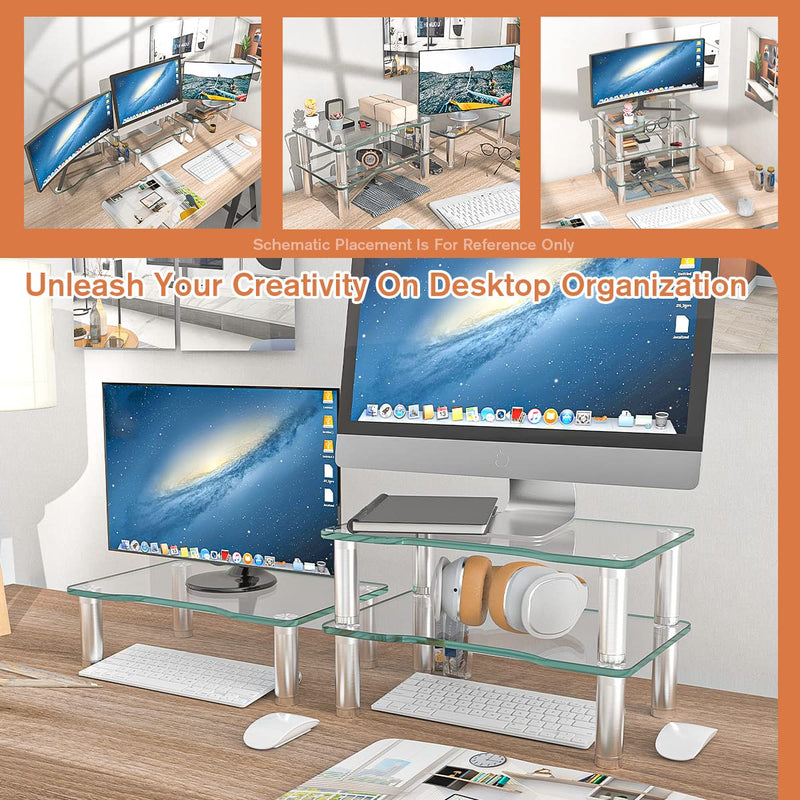 Computer Monitor Riser with Height Adjustable Multi Media Desktop Stand for Flat Screen LCD LED TV, Laptop/Notebook/Xbox One