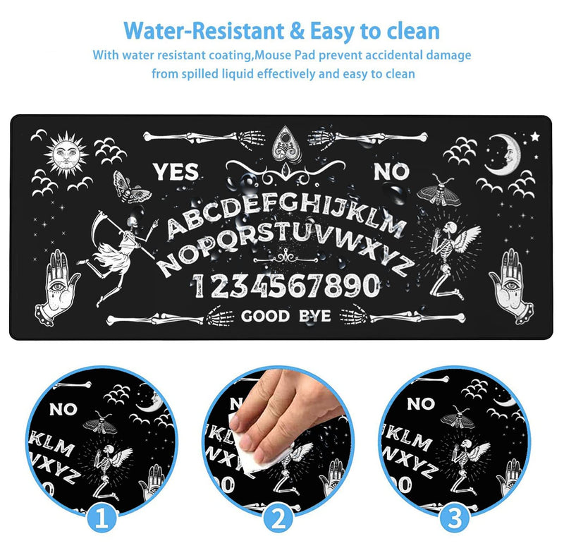 Large Gaming Mouse Pad, Long Extended XL Ergonomic Mousepad Desk Pad, Large Rubber Mice Pads Stitched Edges, 31.5'' X 11.8'+ Cup Coaster , Ouija Board Pattern Yu-mouse pad-2-97
