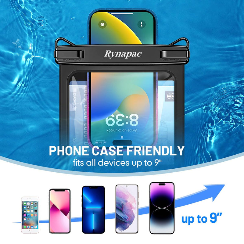 [Up to 10"] Large Waterproof Phone Pouch Bag - 2Pack Waterproof Phone Case for iPhone 15 Pro Max 14 13 12 Galaxy S23 S22 S21, IPX8 Cell Phone Water Protector Pouch Beach Essentials Vacation Must Haves Extra Large [10-inch]