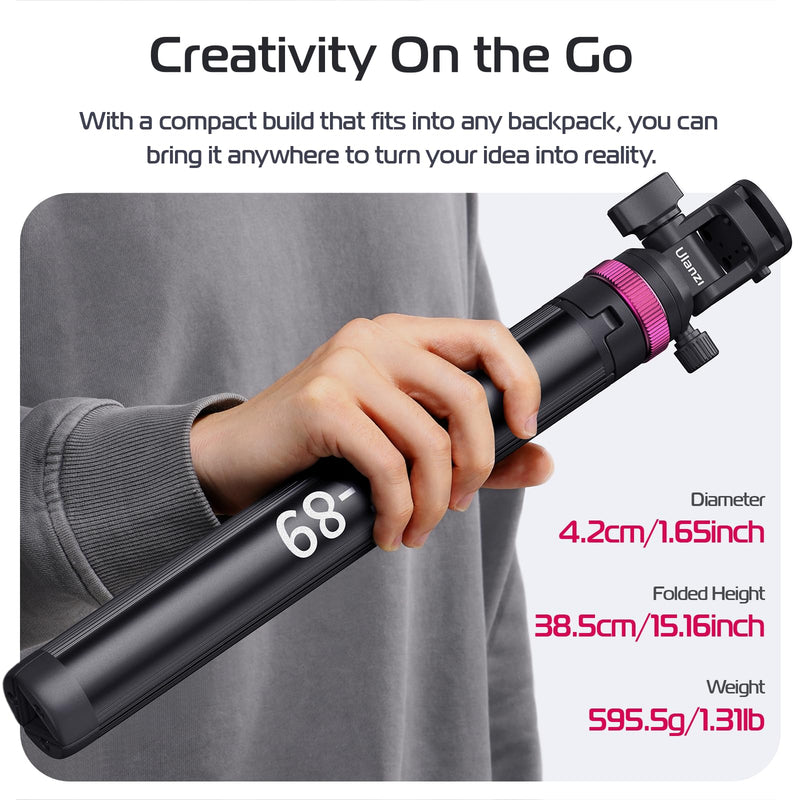 ULANZI MT-89 Extendable Tripod Aluminum, 82" Portable Adjustable Light Stand with 1/4" Screw Quick Release, Camera Phone Tripod for Camera Video Light Smartphone, Lightweight for Travel,Up Load 2.2LBS 82 inch-Original Version
