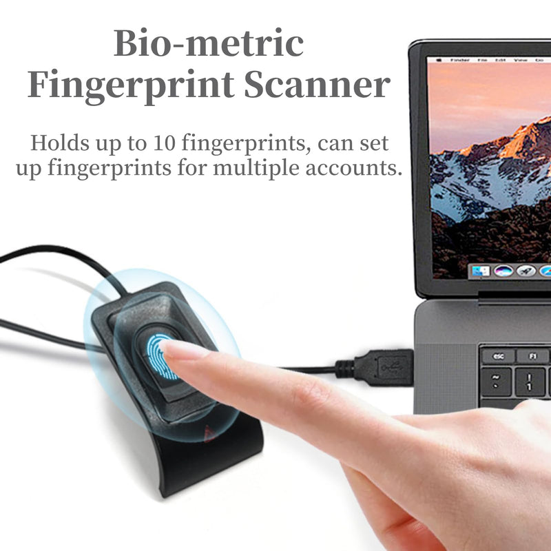 Desktop USB Fingerprint Reader, Computer Fingerprint Key Reader, USB Security Key with Extension Cable for Auto Calibration Recognition, Password