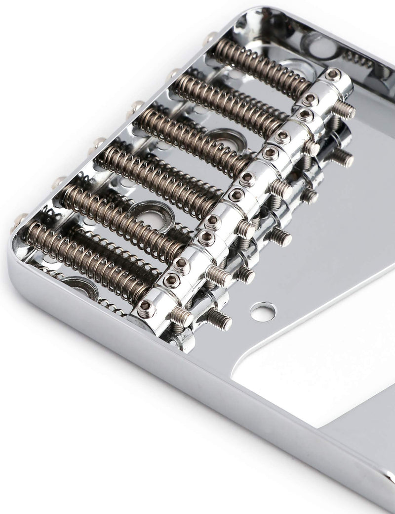 Metallor Vintage Guitar Bridge 6 Saddles String Through Body and Top Loader Bridge for Tele Telecaster Style Electric Guitar Parts Replacement Chrome.