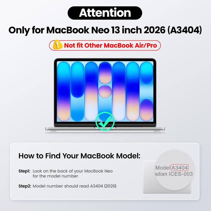 Sanyetral Shockproof Case for MacBook Neo 13 Inch A3404 2026 (A18 Pro Chip) | Military Grade Anti-Scratch Matte Translucent MacBook Neo Hard Cover with Foldable Kickstand and Heat Dissipation -Navy Blue Navy Blue