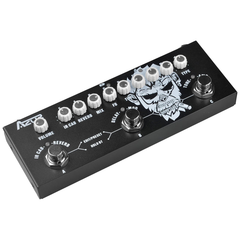 AZOR Multi Effects Guitar Pedal with 3 Preset,8 IR Cab 9 AMP Models, Reverb Delay Overdrive, Distortion and Tuner for Electric Guitar, Rechargable Multi Effect Pedal