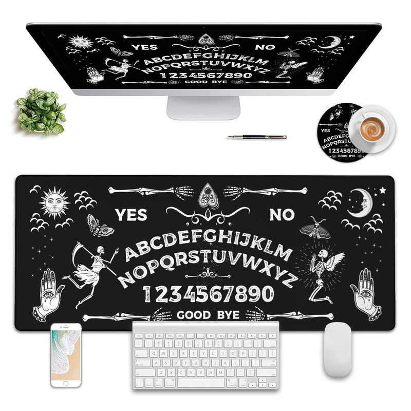 Large Gaming Mouse Pad, Long Extended XL Ergonomic Mousepad Desk Pad, Large Rubber Mice Pads Stitched Edges, 31.5'' X 11.8'+ Cup Coaster , Ouija Board Pattern Yu-mouse pad-2-97