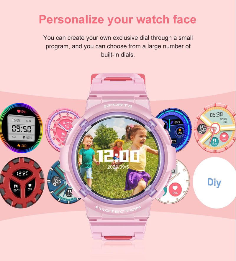Smart Watch for Kids Smart Watches Heart Rate Monitor Sleep Monitor SNS Message Reminder Waterproof Pedometer Step Counter Calories 25+Sports Modes Alarm Remote Camera Music Control Pink