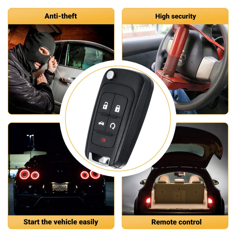 Car Key Fob Keyless Entry Remote Compatible with Chevy Cruze/Camaro/Impala/Equinox/GMC Terrain/Buick Lacrosse 2010 2011 2012 2013 2014 2015 2016 2017 5 Buttons Key for OHT01060512 (2 Packs) 2 Packs