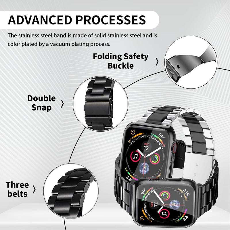 49mm (Series Ultra/Ultra 2) Compatible With Apple Watch Band and Case Iwatch Series Ultra/Ultra 2 SE Men Women Classic Executive Classy Stainless Steel Metal Business