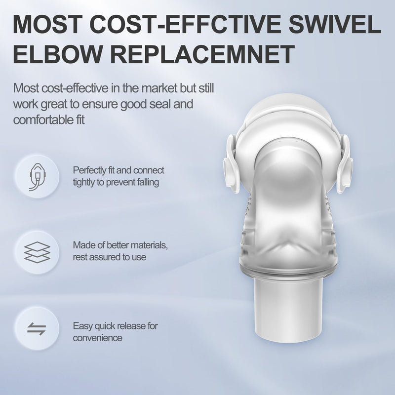2 Pack Replacement Swivel Connector Elbow Tube Compatible with Airfit F20 and Airfit F30 Hose Quick Release Swivel High Quality CPAP Accessories BlessEase
