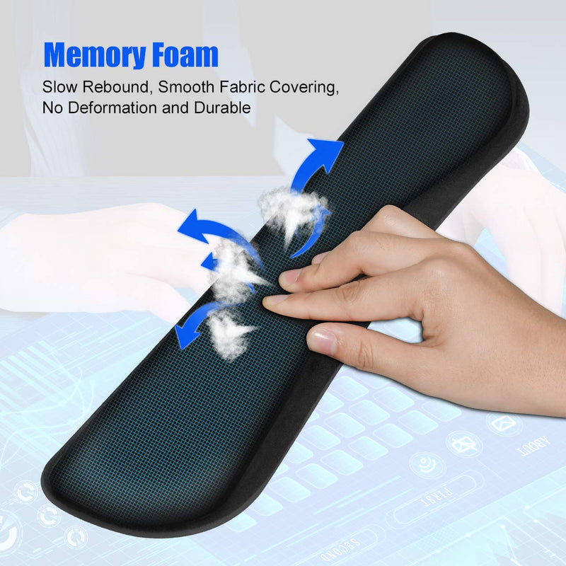 JIKIOU Keyboard Wrist Rest, Wrist Support Pads for Keyboard and Mouse, Memory Foam Ergonomic Cushion for Carpal Tunnel, Mouse Rest Pad Pain Relief Easy Typing for Computer, Laptop, Office, Black