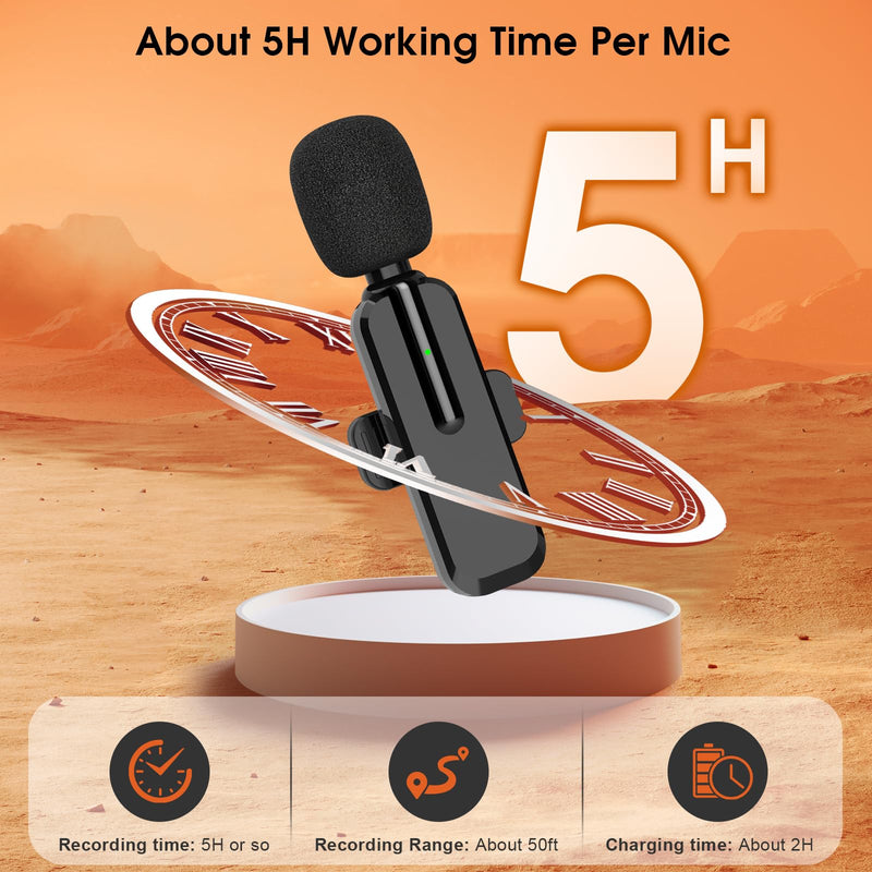 MAYBESTA Wireless Lavalier Microphone for iPhone, iPad, Android - Bluetooth Lapel Phone Mic for Video Recording - Mini Clip on Microphones for YouTube Podcast Interview