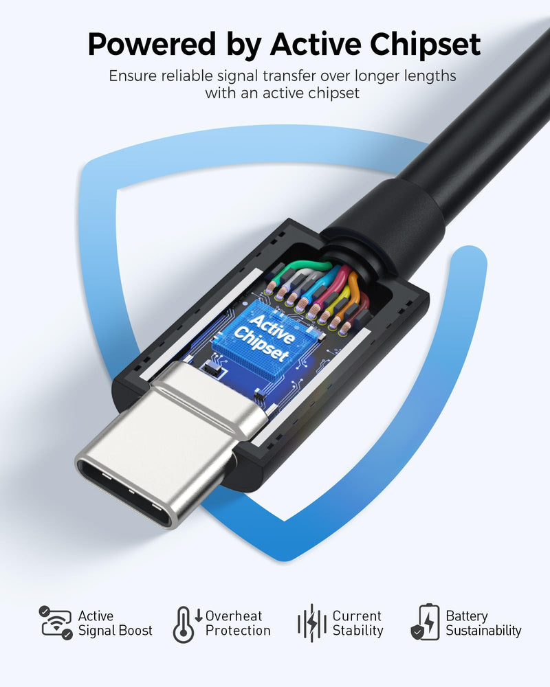 Cable Matters [Intel Certified] 40Gbps Active Thunderbolt 4 Cable, 6.6ft | Black, [8K@60Hz / 4K@240Hz, 100W Charging, 40Gbps Data Transfer], Compatible with Thunderbolt 3, USB4, USB-C Regular