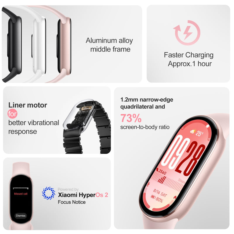 XIAOMI Mi Smart Band 10 (2025) - 1.72" AMOLED Display | 21 Days Battery Life | Touchscreen, Multi-Sport Tracker, Activity Tracker, Heart Rate Monitor | BT5.4 - Mystic Rose