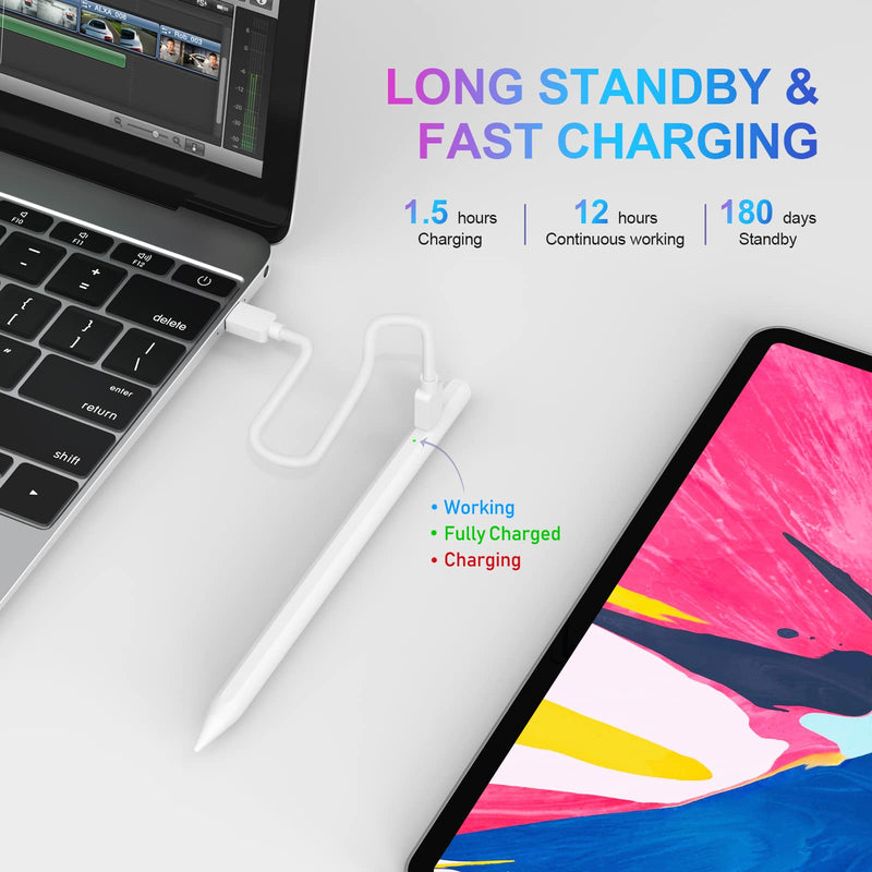 Stylus Pen for iPad with Palm Rejection, Active Pencil for (2018-2022) Apple iPad Pro (11/12.9 Inch), iPad Air 3rd/4th/5th Gen, iPad 9th/8th/7th/6th Gen, iPad Mini 5th/6th Generation