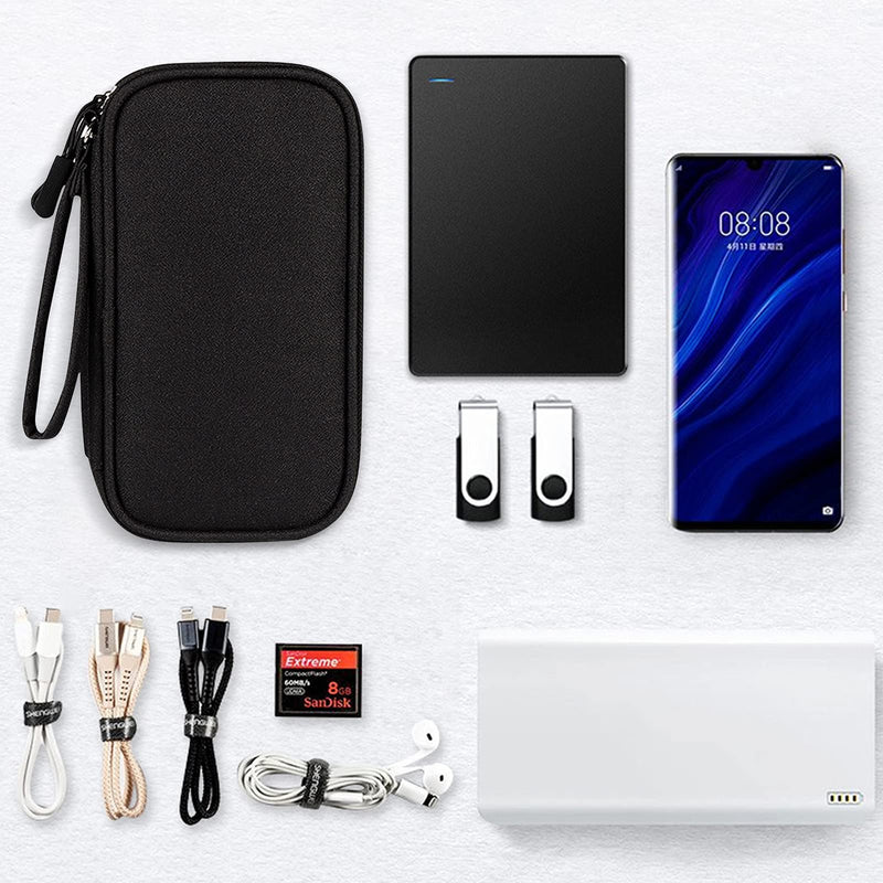 Skycase Travel Cable Organizer,Electronics Accessories Cases, All-in-One Storage Bag,[Waterproof] Accessories Carry Bag for USB Data Cable,Earphone Wire,Power Bank, Phone,Black-1 Black Medium