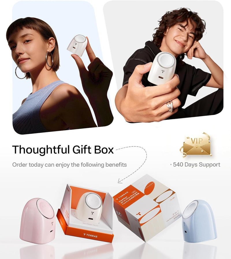 TORRAS Flasheye 2-in-1 45W GaN USB-C Charger for Apple Watch,iPhone W-White | Foldable Compact Wall Charger Block for Travel and Bedside, Fast Charging for iPhone, Watch, iPad and AirPods, Warm White A.Warm White Pearlescent