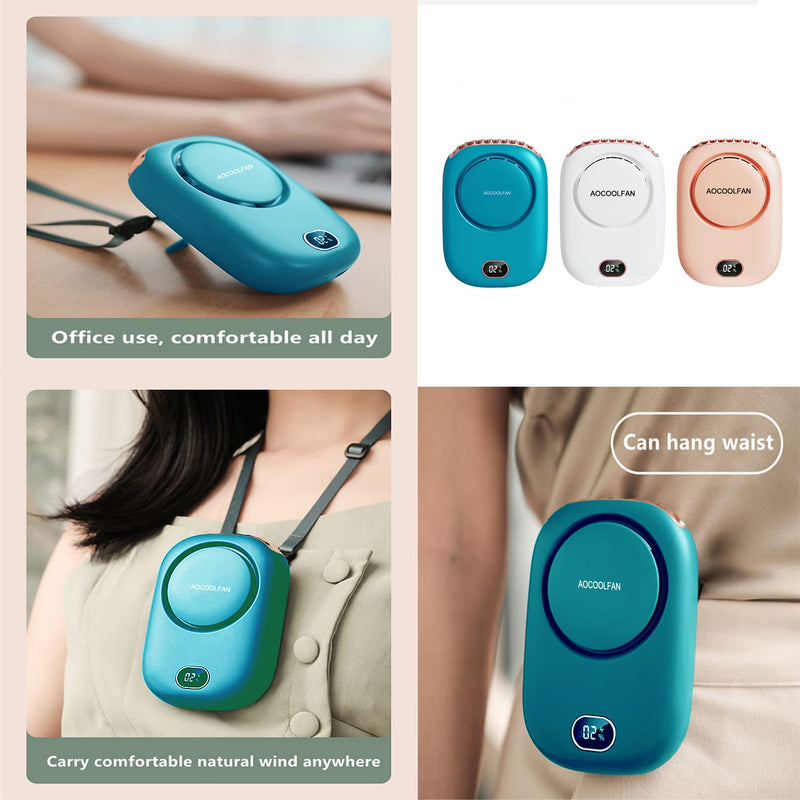 Portable Neck Fan, Handheld Mini Fan Small Personal Fan, Hand Held Fan USB Rechargeable Eyelash Fan for Kids Girls Boys Woman Man Home Outdoor Travel (Blue) Blue
