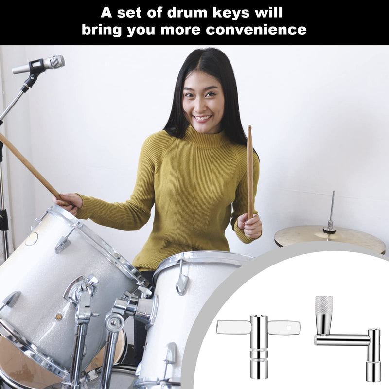 Soulmate Drum Keys 3-Pack Drum Tuner Drum Tuning Key with Continuous Motion Speed Key Percussion Hardware Tool With Hole, Universal Drum Key (Chrome-Plated Steel) 1+3