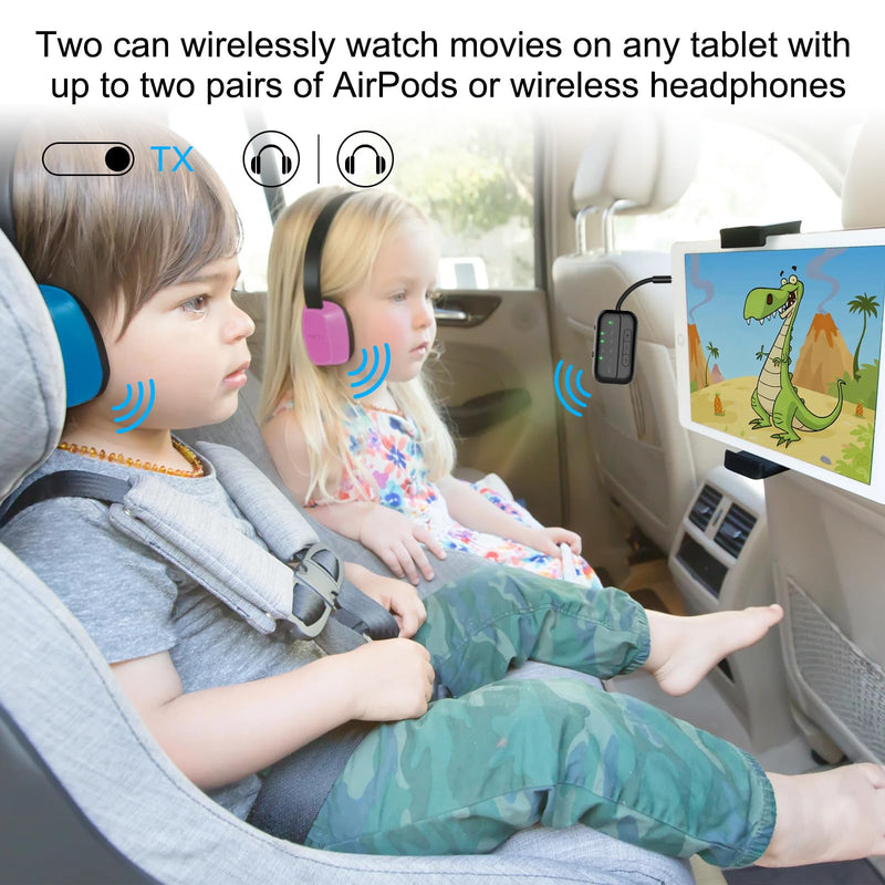 2024 Upgraded Pro Bluetooth Transmitter Receiver,2-in-1 Airplane Bluetooth 5.4 Adapter for Flight,TV,PC,Gym,Switch,Supports to 2 AirPods/Headphones;Bluetooth Receiver for Car/Home Stereo Black