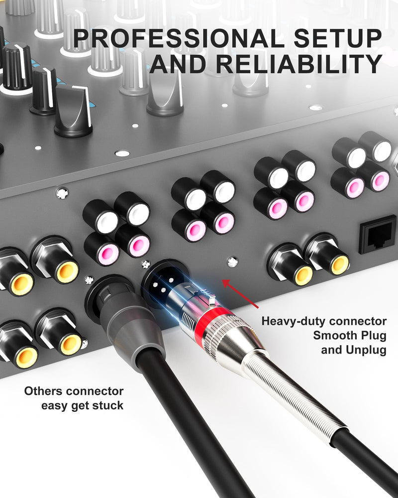 XLR Cables 12ft 2 Pack XLR Microphone Cable Gold-Plated Connectors Male to Female XL R Cable 3-pin Balanced Shielded Mic Speaker Cord, Metal Spring SR, Black