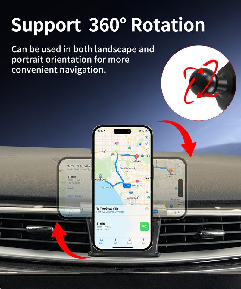 Car Phone Holder for Nissan Murano 2015-2024 Auto Accessories, Cell Phone Mount Compatible with MagSafe, 360° Rotation, Hands Free Not Affect Air Vent