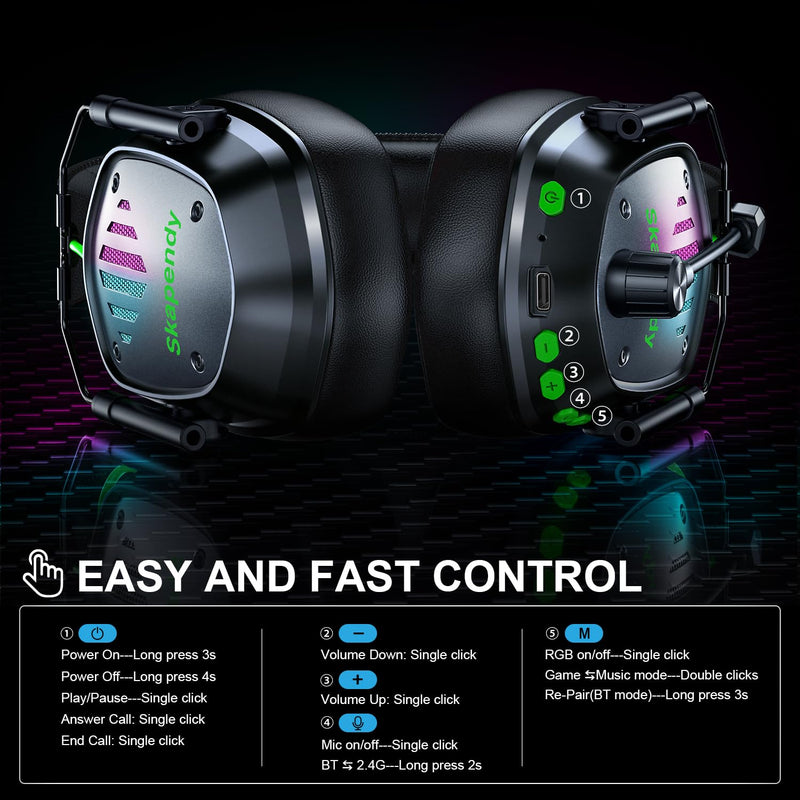 [AUSTRALIA] - Wireless Gaming Headset for PS5, PS4, PC, Switch – 2.4GHz & Bluetooth Headphones with Mic, 20ms Low Latency, 3D Stereo Sound, ENC Noise Canceling, RGB Lighting, 50H Battery Life Graphite Black 