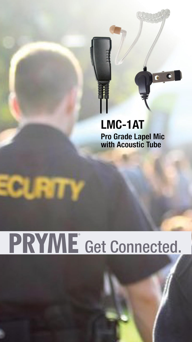 PRYME® LMC-1AT-M20 Commercial Series Lapel Mic Surveillance Style Earphone with M20 connector - Fits: MotoTRBO ION and R7.