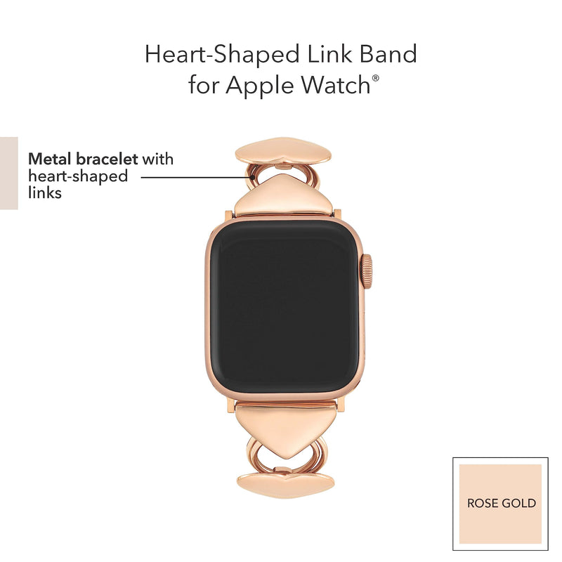 Anne Klein Heart Link Chain Bracelet for Apple Watch Secure, Adjustable, Apple Watch Band Replacement, Fits Most Wrists 42mm (Series 10) & 38/40/41mm Rose Gold