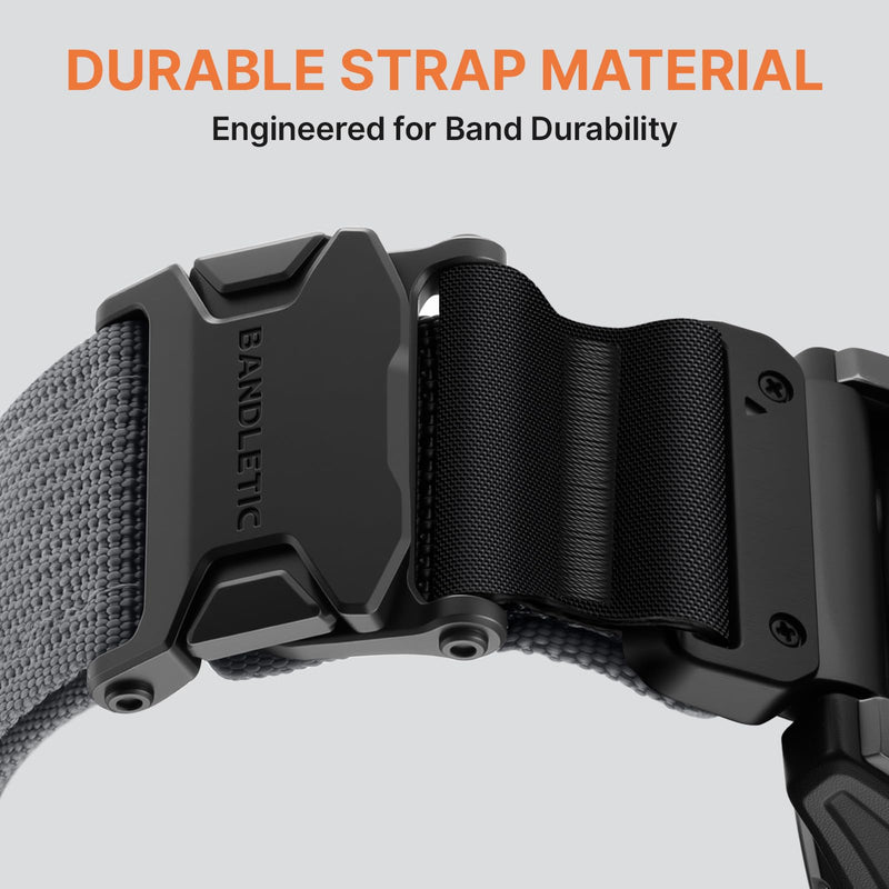 Bandletic Magnetic Nylon Band Compatible with Garmin Watch Quick Fit 22mm | Twin Magnets Snap Band On/Off in Two Seconds, Reinforced CSPE Rib for Intense Workout & Outdoors, Fits Quick Fit 22mm Models Dark Gray M(6.5"-7.1")